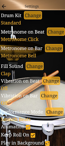 Drum Loops & Metronome - Settings for drum sounds and rolls