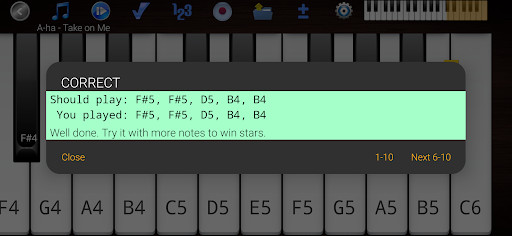 Piano Melody - The app tells you whether you played it correctly