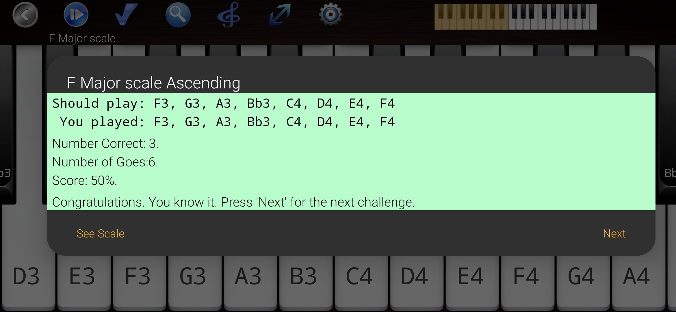 Piano Scales and Chords - Progress through the levels