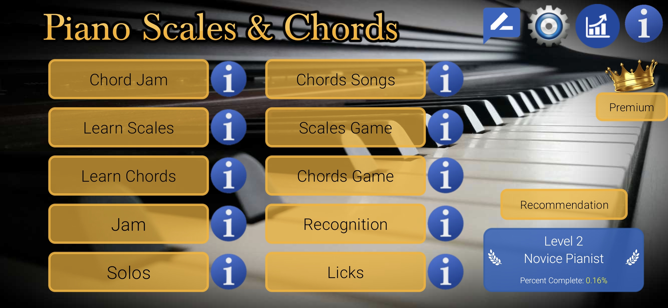 Piano Scales and Chords - Many interactive exercises